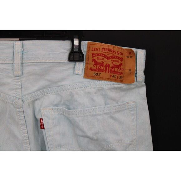 LEVI'S 501 BUTTON FLY STRAIGHT SKY BLUE DENIM JEANS 40/32 (PRESHRUNK 38/28) - Picture 5 of 6